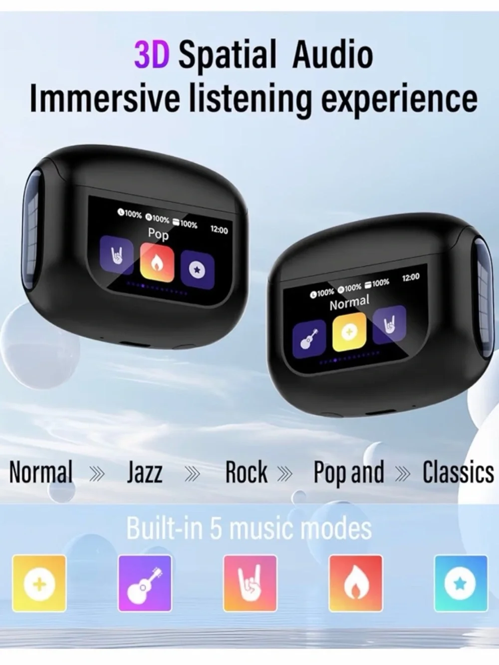 Thunelec Tru9 Bluetooth Wireless Earbuds Black color